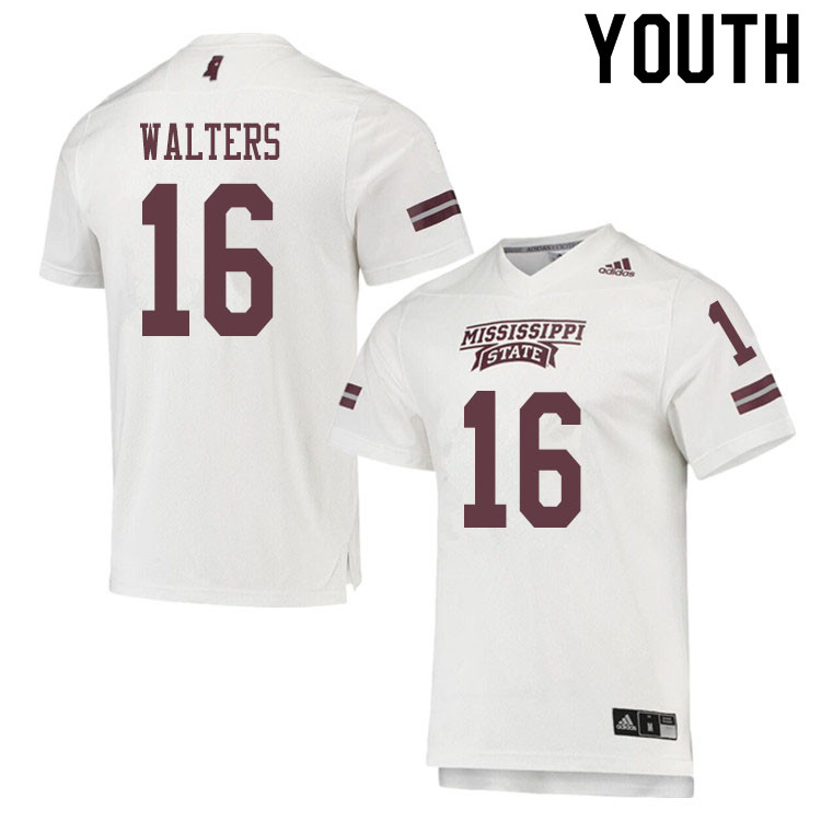 Youth #16 Allen Walters Mississippi State Bulldogs College Football Jerseys Sale-White - Click Image to Close